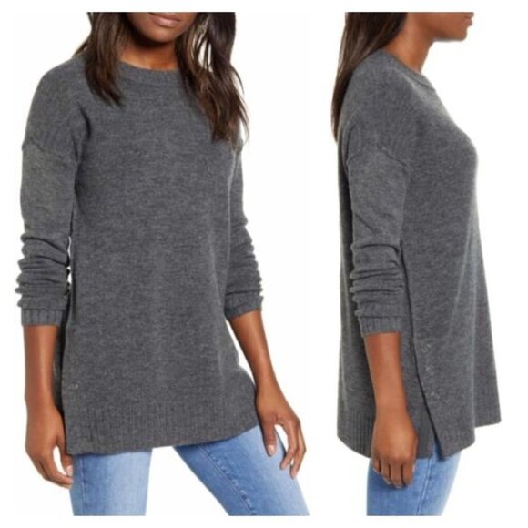 Caslon Gray Crew Neck Long Sleeve Fuzzy Sweater‎ Tunic Dress Size XS - Picture 1 of 9